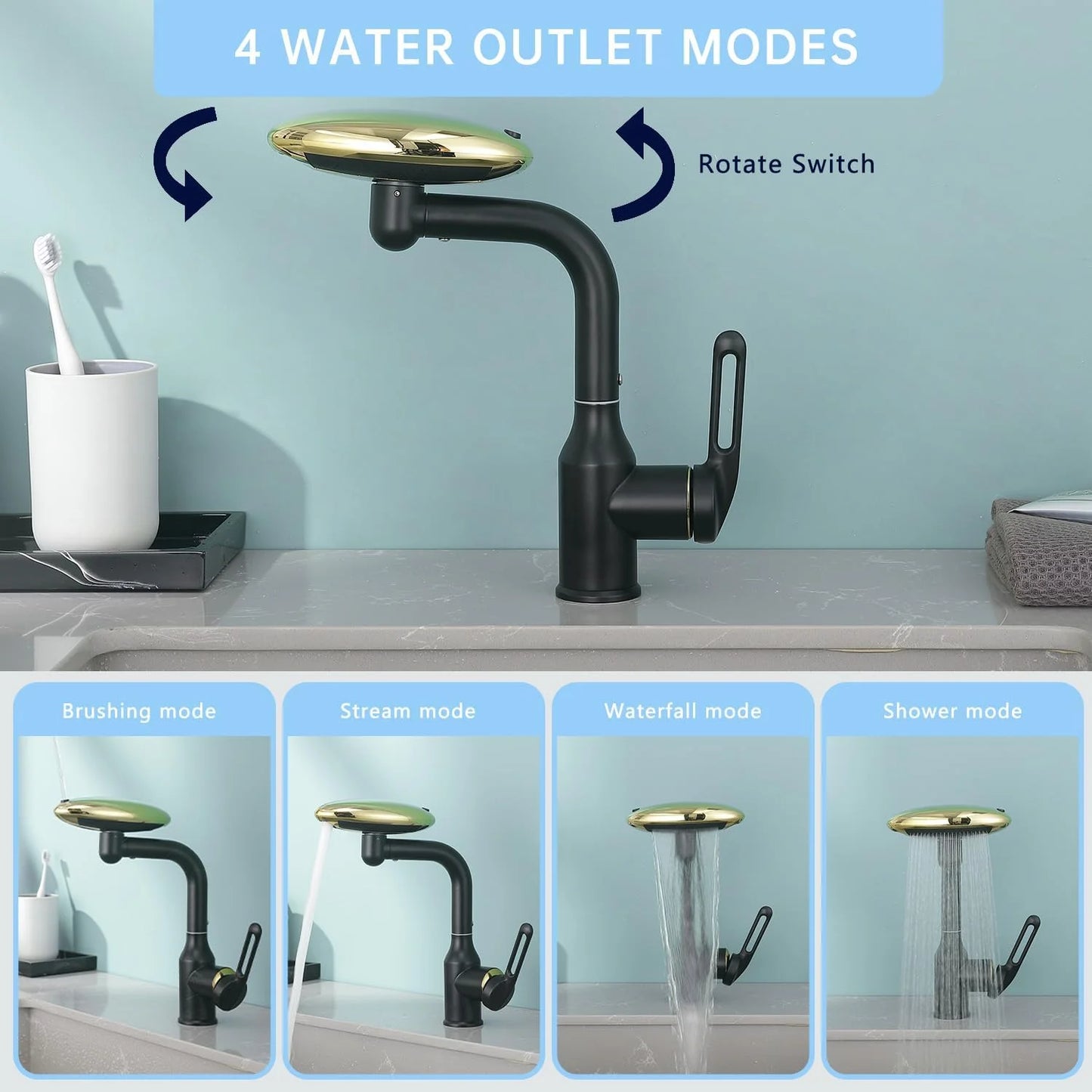 Sanilux™ 360° Rotatable Waterfall Faucet - 4 Modes