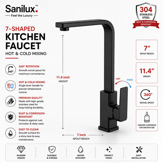 Sanilux™ 7-Shaped Hot & Cold Mixing Kitchen Faucet