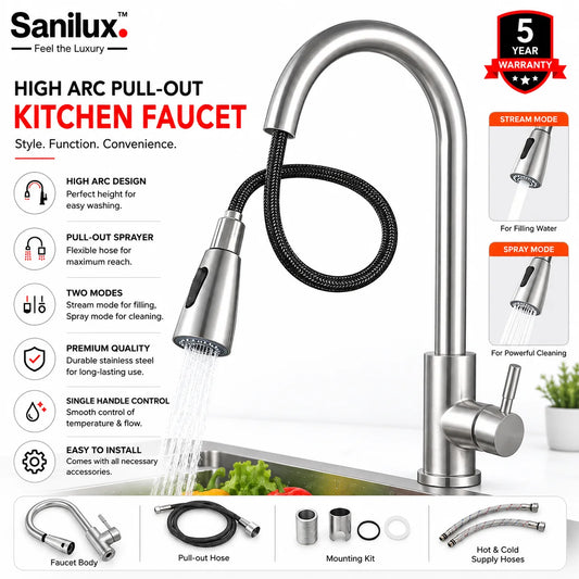 Sanilux™ High Arc Pull-Out Kitchen Faucet