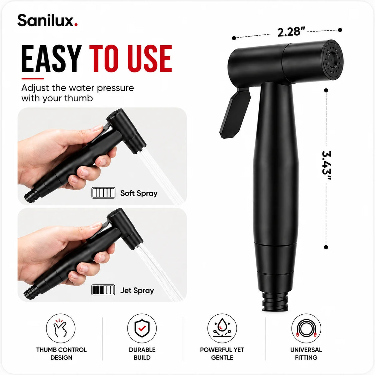 Sanilux™ 304 Stainless Steel Muslim Shower Set