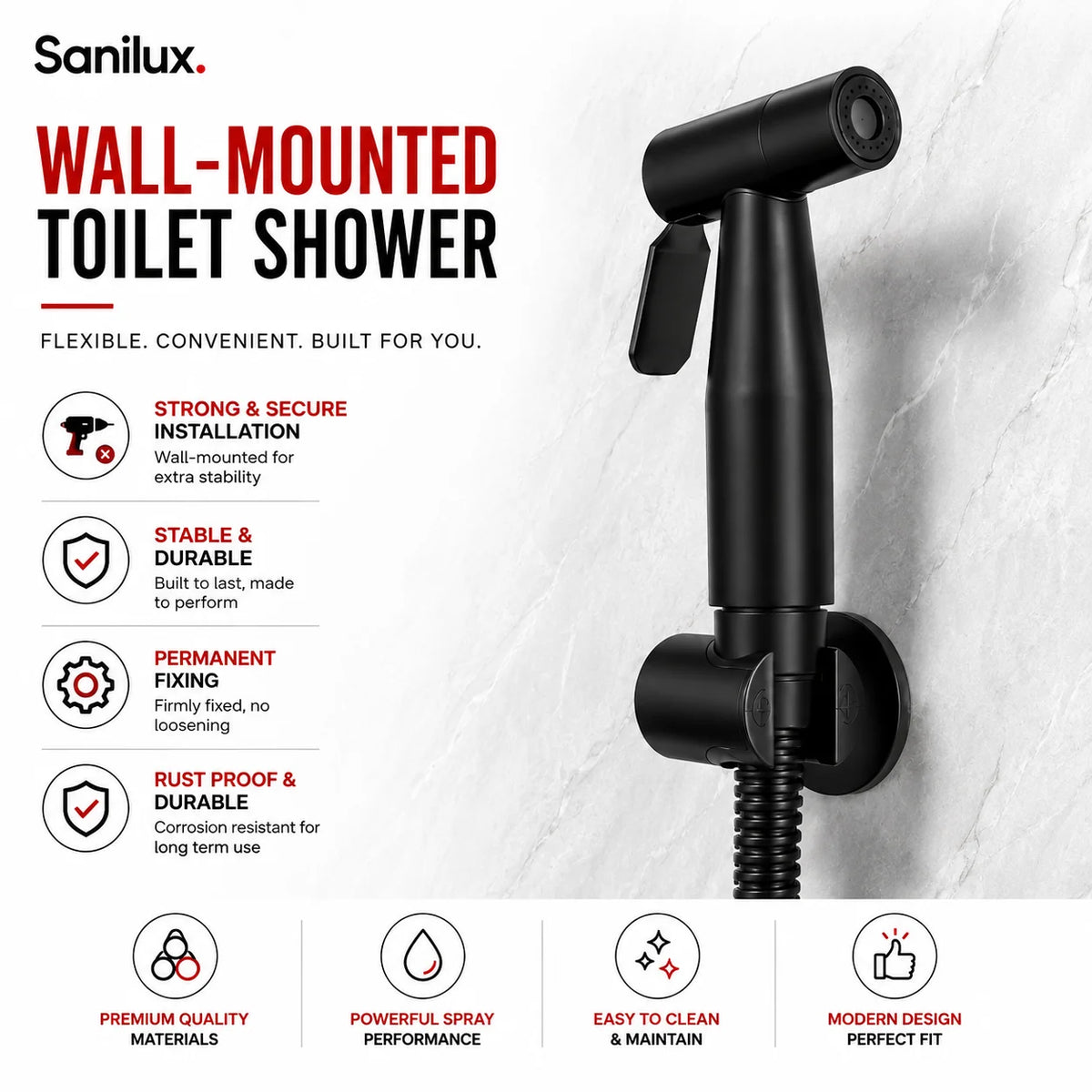 Sanilux™ 304 Stainless Steel Muslim Shower Set