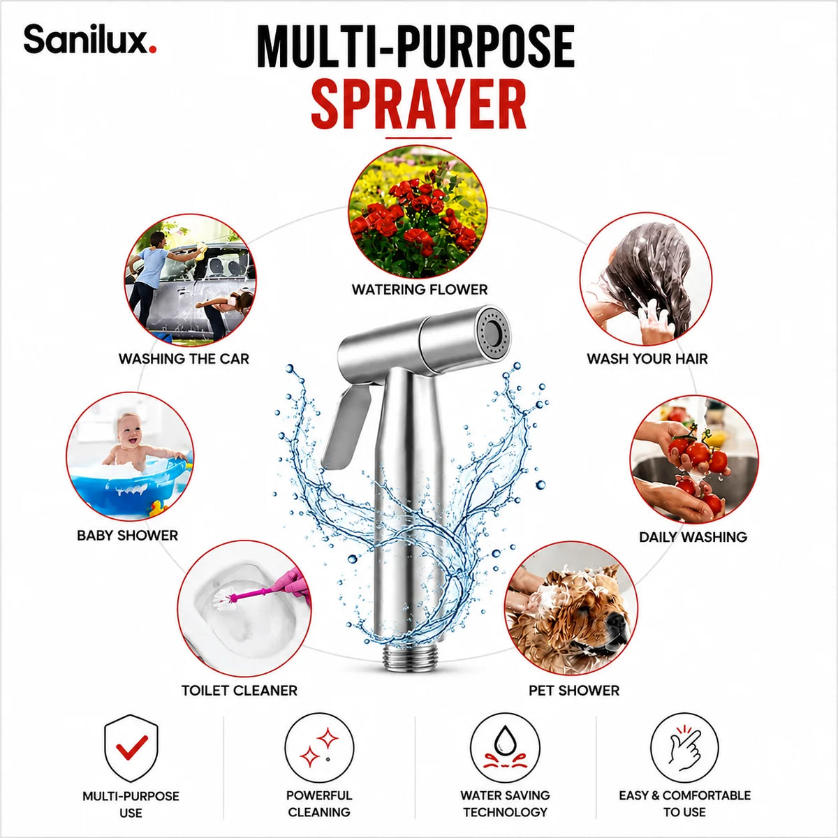 Sanilux™ 304 Stainless Steel Muslim Shower Set
