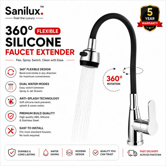 360° Flexible Silicone Faucet Extender - Soft & Jet Stream