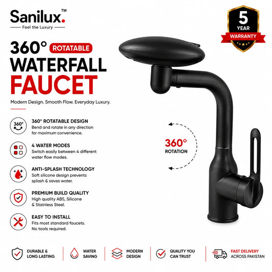 Sanilux™ 360° Rotatable Waterfall Faucet - 4 Modes