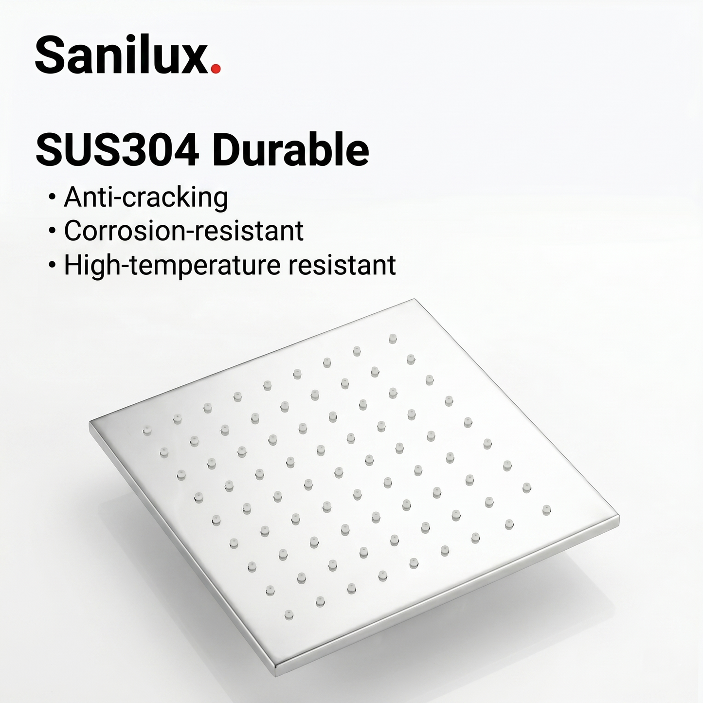 Sanilux™ Premium Square Jet Rain Shower Head SUS 304 | Detachable & Easy to Clean