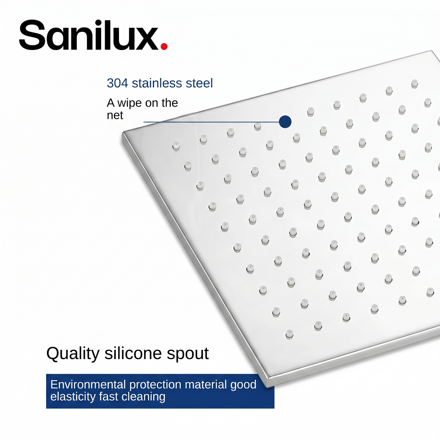 Sanilux™ Premium Square Jet Rain Shower Head SUS 304 | Detachable & Easy to Clean