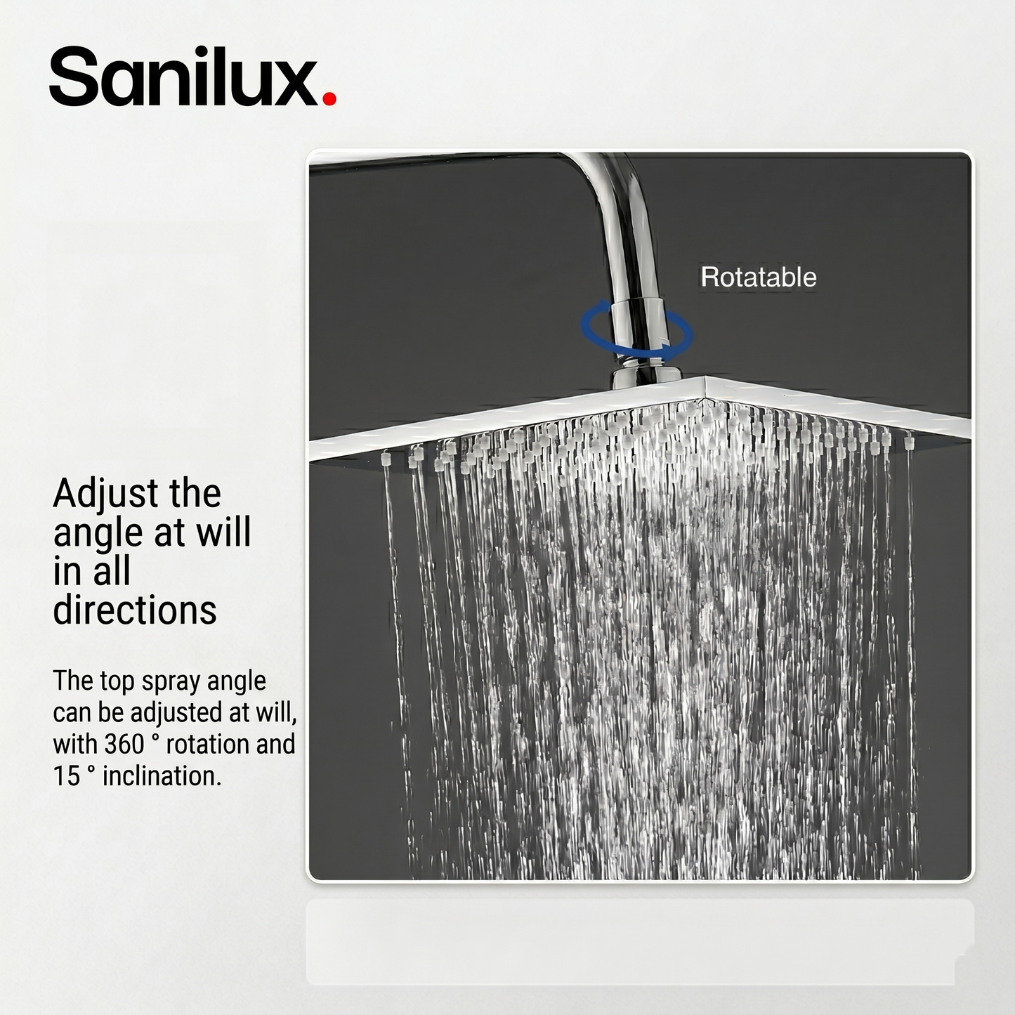 Sanilux™ Premium Square Jet Rain Shower Head SUS 304 | Detachable & Easy to Clean