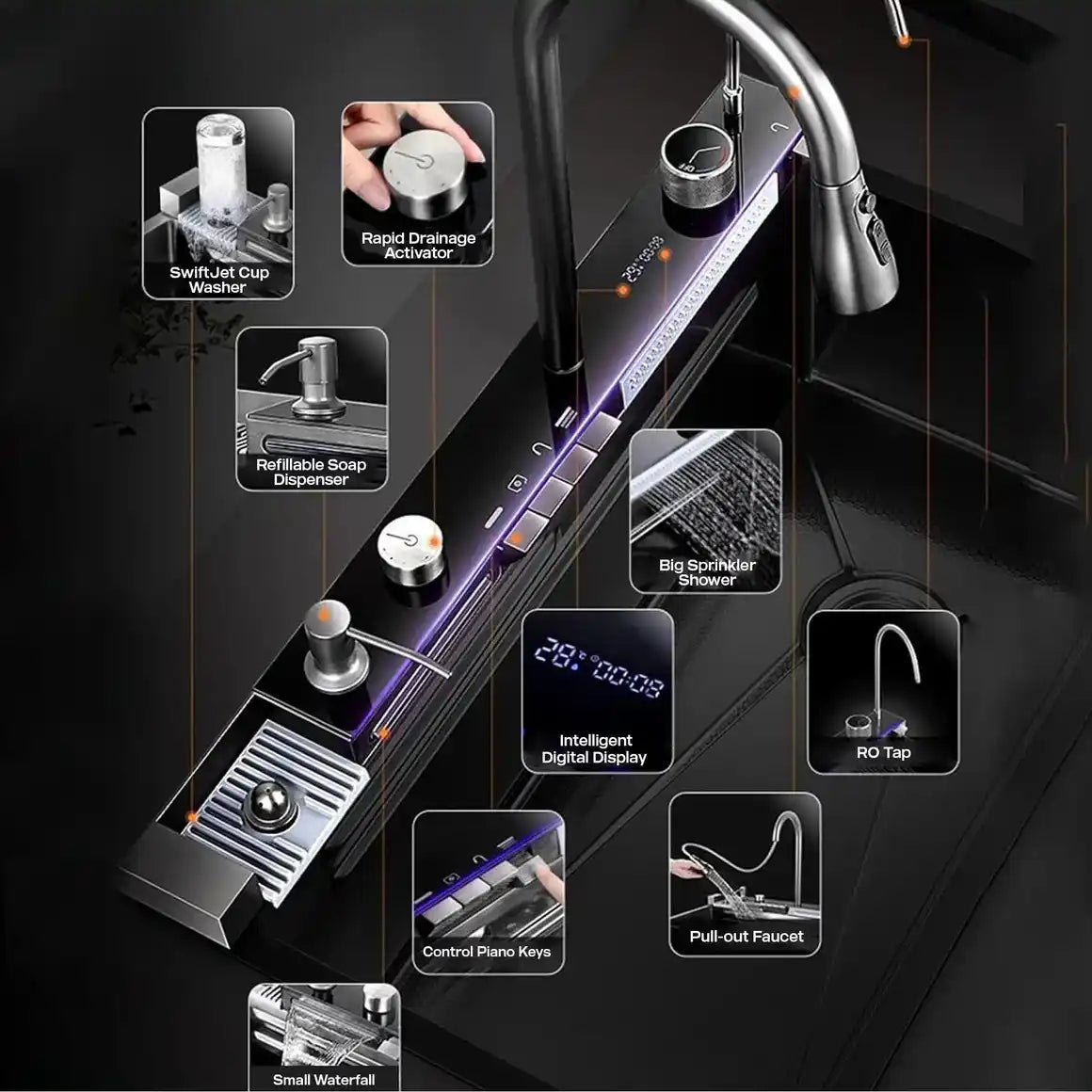Sanilux™ Piano Smart Sink for Modern Kitchens