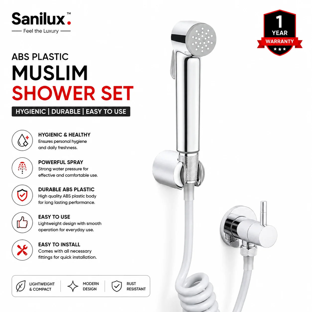 Sanilux™ ABS Plastic Muslim Shower Set
