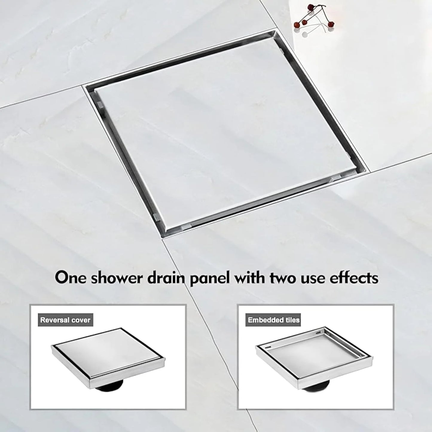 Sanilux™ 6x6″ Tile Insert Floor Drain – 304 Stainless Steel (Cockroach & Odor Trap)