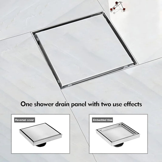 Sanilux™ 6x6″ Tile Insert Floor Drain – 304 Stainless Steel (Cockroach & Odor Trap)