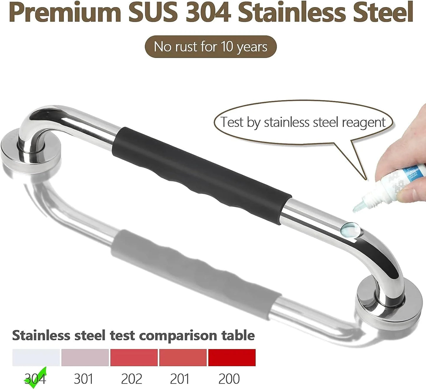 Sanilux™ SUS304 Stainless Steel Grab Bar with Anti-Slip Sleeve