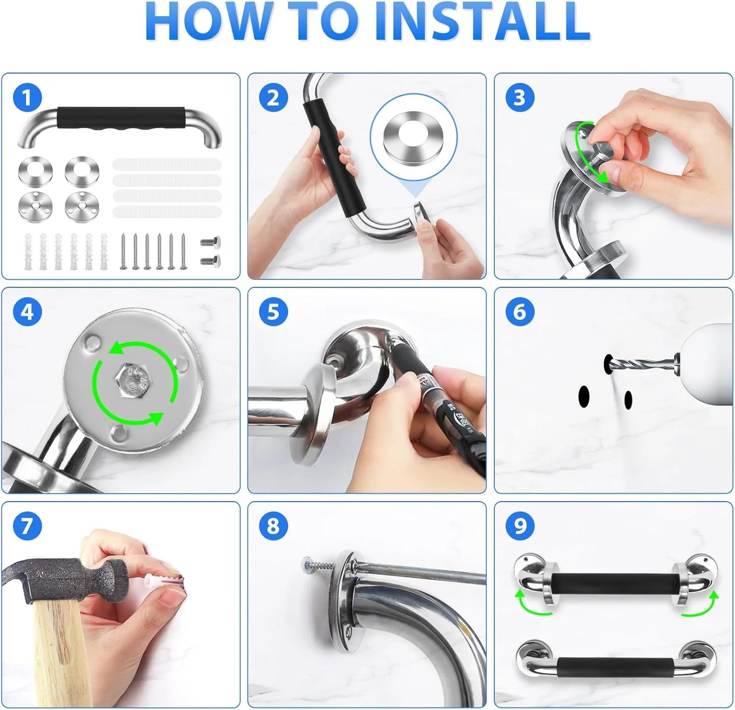 Sanilux™ SUS304 Stainless Steel Grab Bar with Anti-Slip Sleeve
