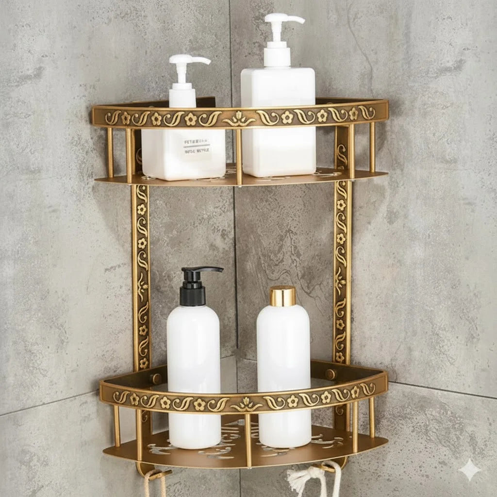 Sanilux™ Premium 2‑Tier Aluminum Corner Shelf