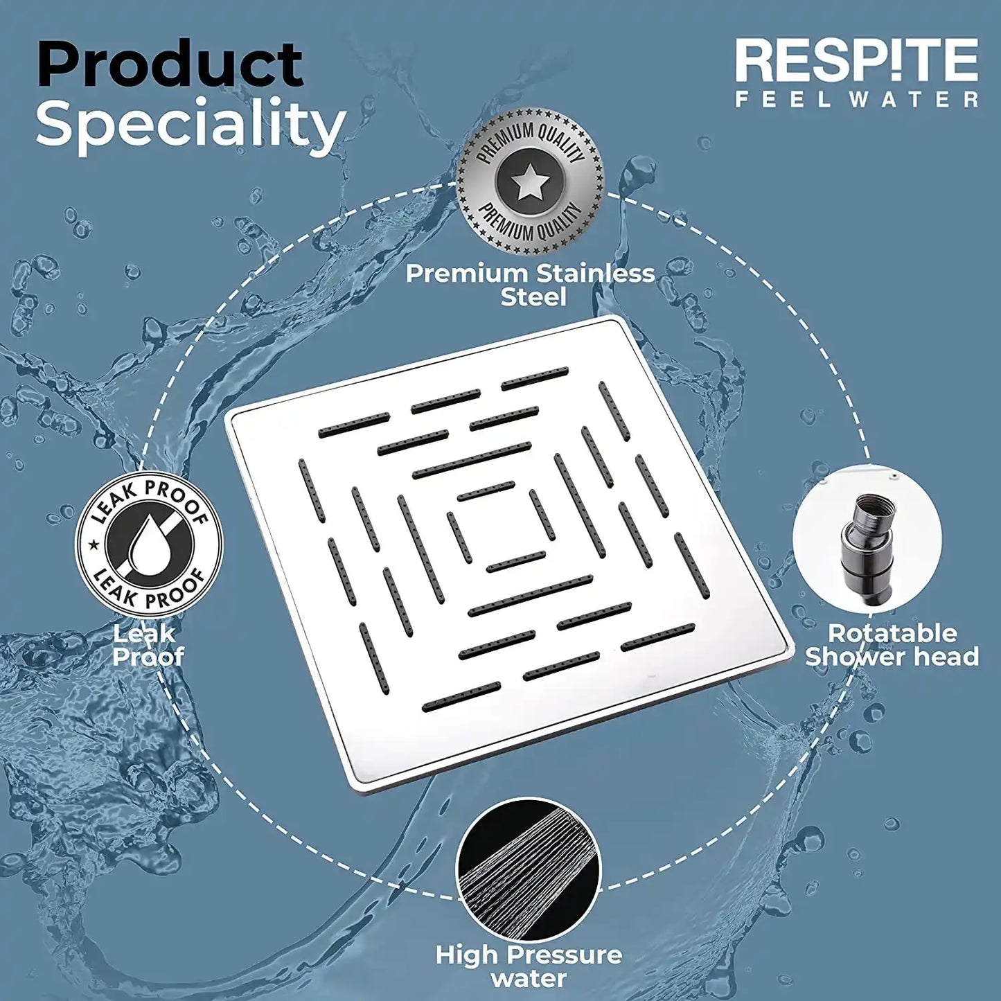 Sanilux™ Premium Square Shower Head SUS 304