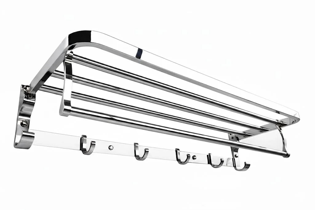 Sanilux™ Deluxe Towel Rack with Shelf, Holder And Hooks